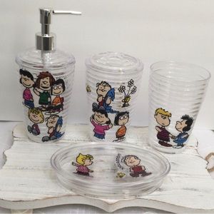 Charlie Brown inspired soap dispenser/toothbrush holder/drinking glass. New